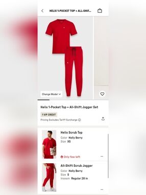 Fabletics Holly Berry Jogger Scrub Set - Like New